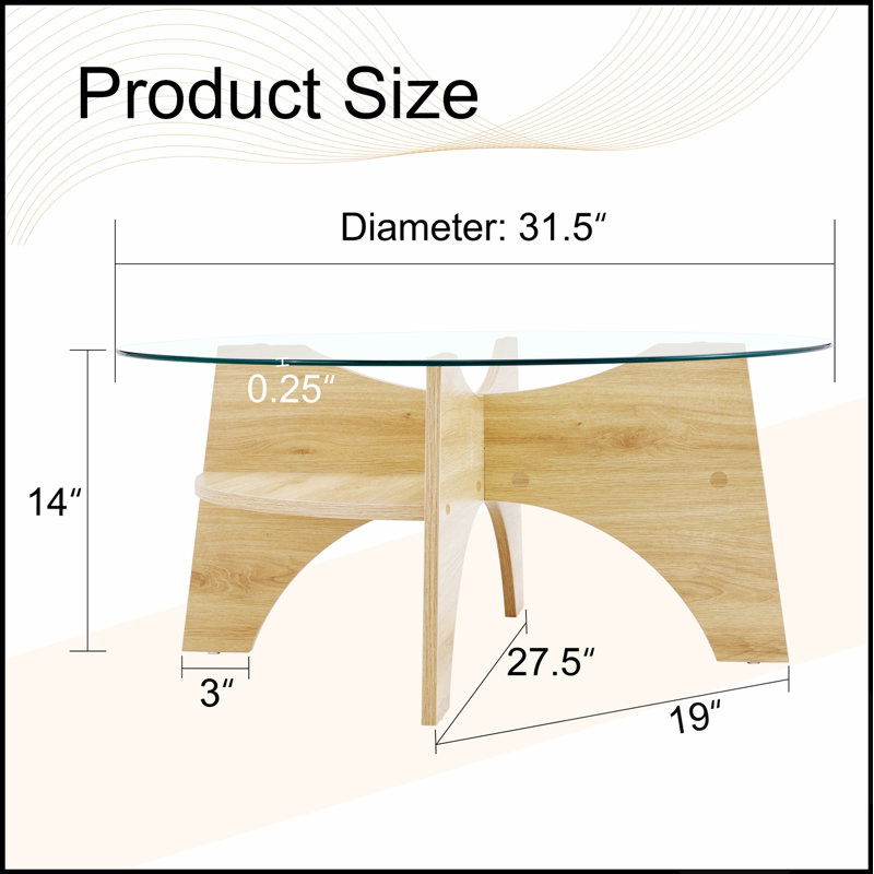 Table basse ronde en verre trempé - 80 cm de diamètre, design multifonctionnel pour un intérieur moderne et une grande durabilité