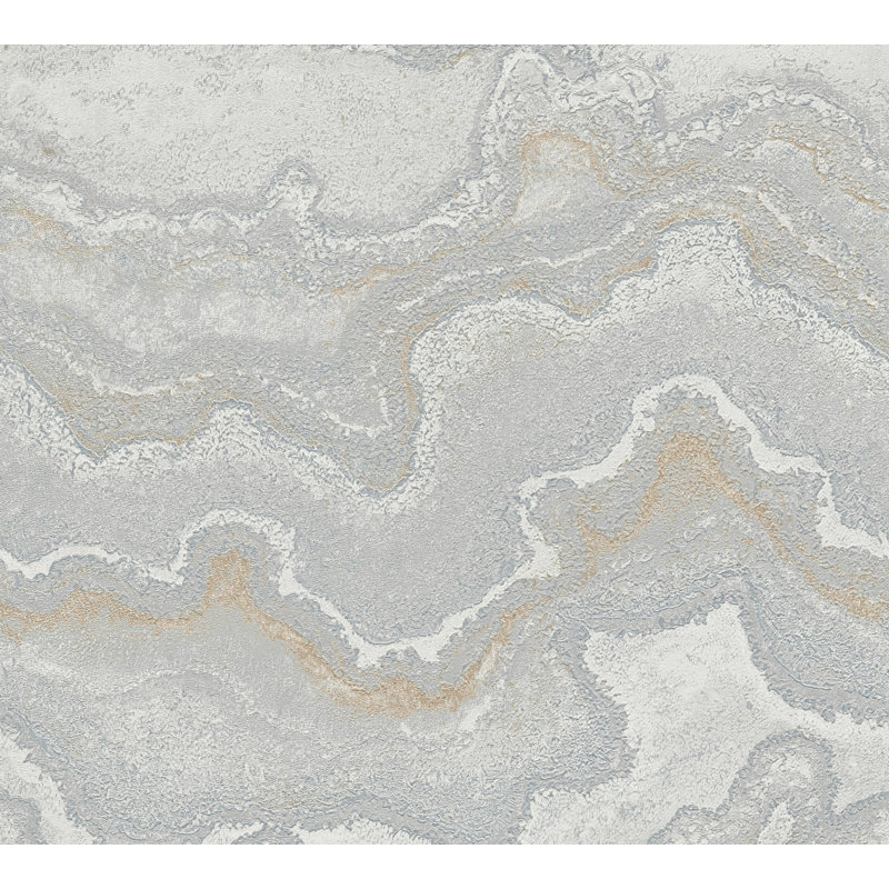 Rahnuma 10.05m x 53cm Metallic Finish Double Roll, Silver Grey Water Marble