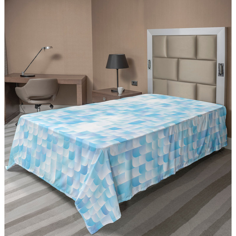 Ambesonne Nature Top Flat Sheet Glisten Fish Sunlight, Twin XL Flat Sheet, Blue Purple White Abstract