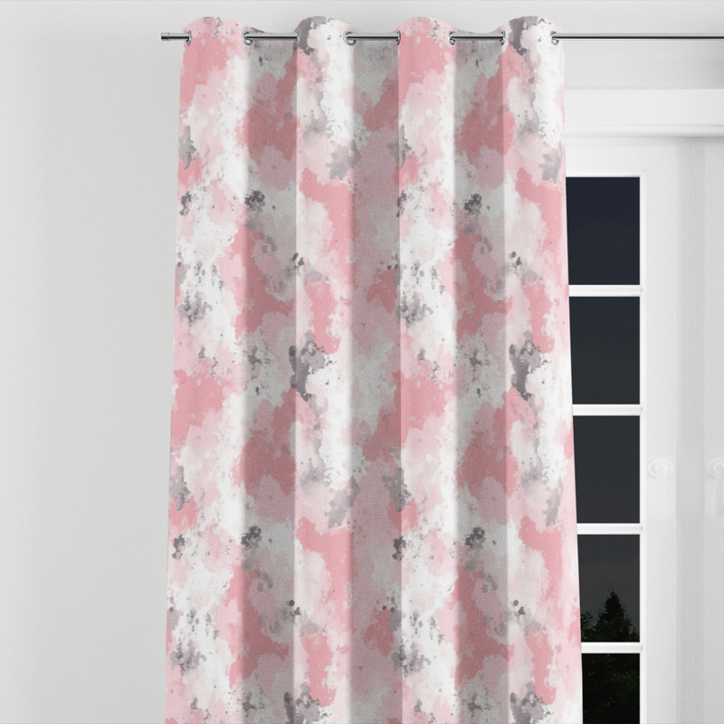 Girls Abstract Velvet Curtains - Neutral Pink And Grey Blush Splash Grommet Curtain - 1 Panel, 52" W x 90" L, Silver Grommets