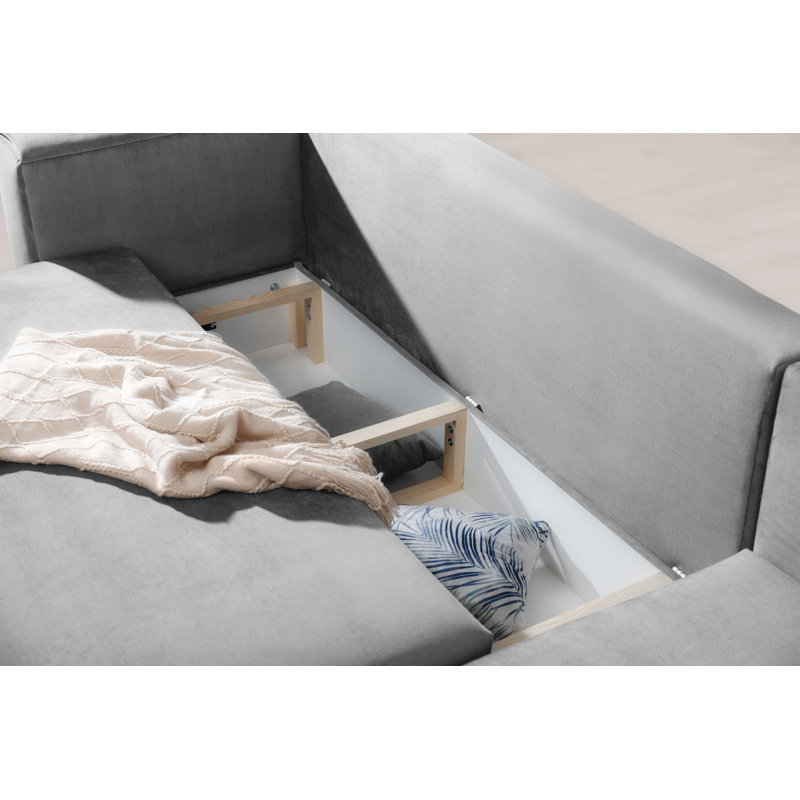 Aecca 4 Seater Sofa Bed, Light grey, Left facing
