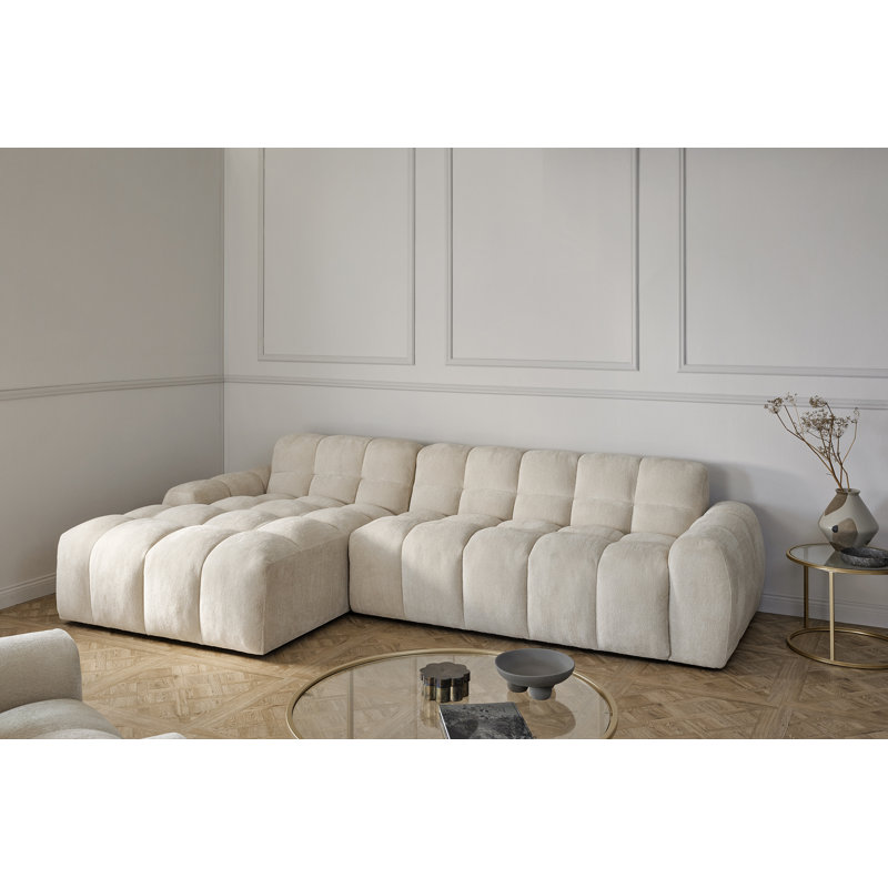 Charee 4 Seater Corner Sofa , Left Hand Facing, White Boucle