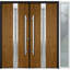 Façade avant extérieure en métal à deux portes / deux en chêne naturel 1744 / verre givré / Sidelite extérieur blanc / entrée moderne peint à gauche avec porte active 86 po x 80 po-111445059-111445057