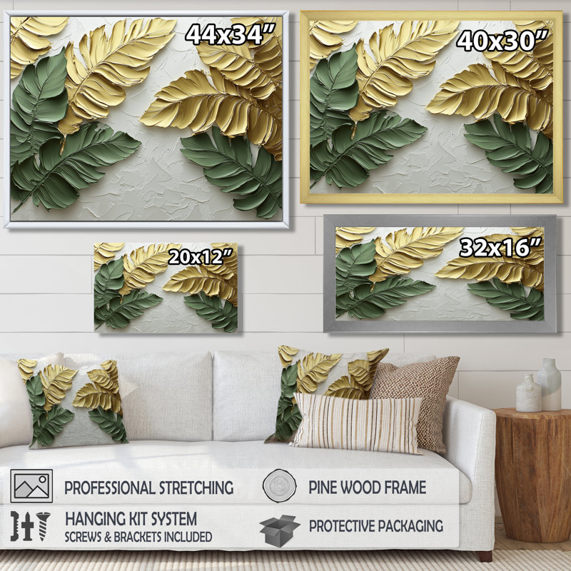 Art mural sur toile Clote Golden Plams Midnight Collage III - Palmiers et palmiers, Impression encadrée flottante