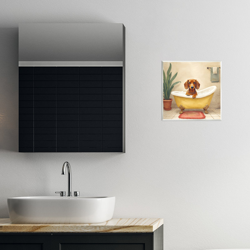 Plaque murale "Bubble Bath Brown Dog", design par Kim Allen