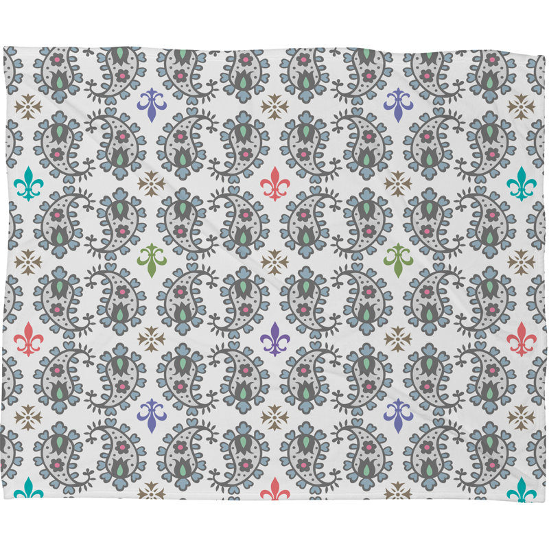 Couverture polairee de peluche motif cachemire Andi Bird, Moyen