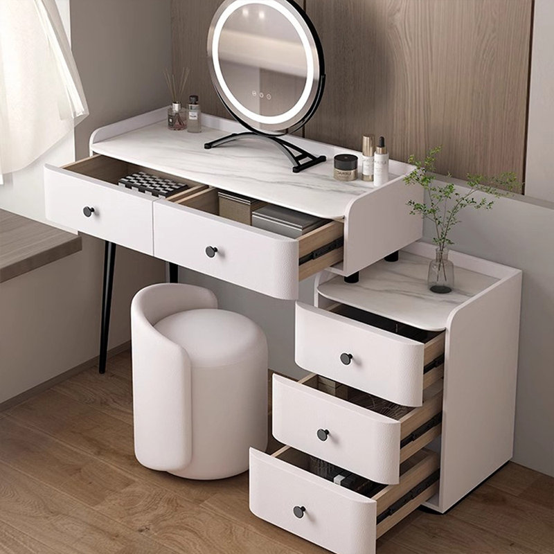 Coiffeuse avec miroir lumineux, 5 tiroirs, 1 chaise, L 51,18 po x P 15,75 po x H 31,5 po