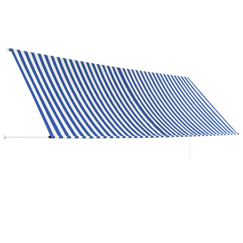 Tillison 2.5m W x 1.5m D Retractable Patio Awning, Blue/White, 150 cm H x 400cm W x 150cm D, Striped