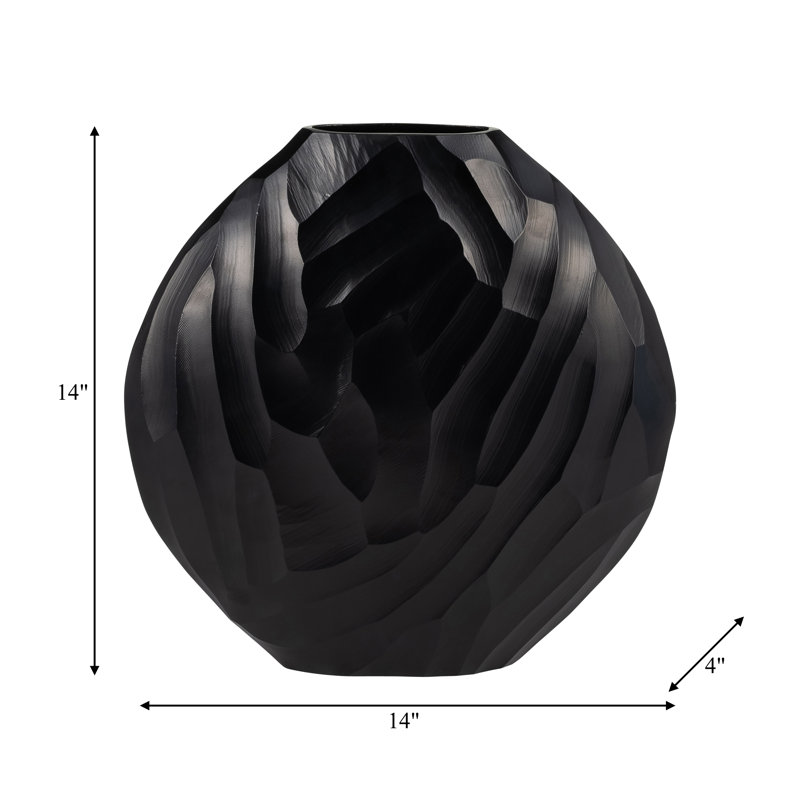 Vase Phillippi, Noir, H 13,5 po x l 13,5 po x P 4 po