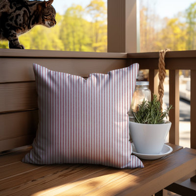Housse de coussin réversible en coton à rayures rouges