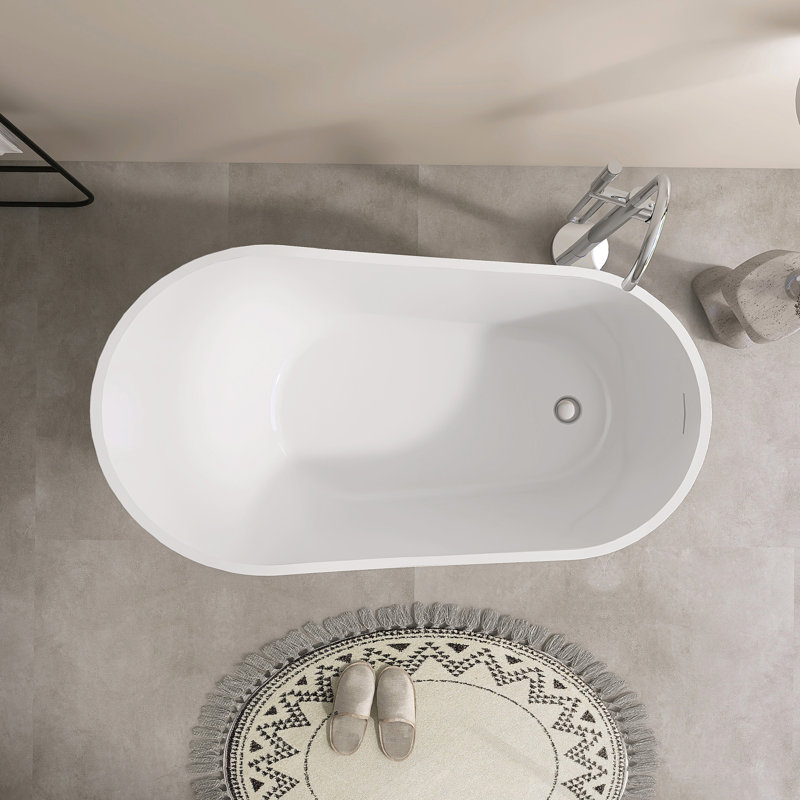 59'' Freestanding Acrylic Bathtub With Chrome Drain