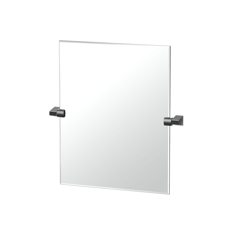 Miroir de salle de bain mural sans cadre A-Line | Miroir mural pivotant, Noir mat, 24 po x 22,63 po