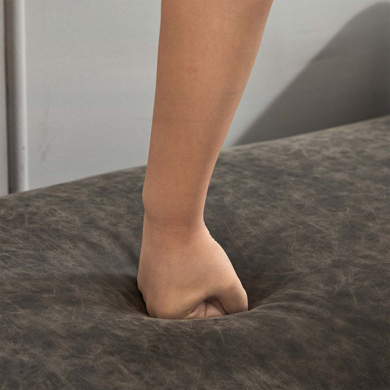 Banc de bout rembourré avec accoudoirs, Gris