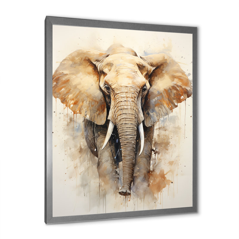 Gentle Elephant Giants sur toile, Cadre simple argenté, H 32 po x l 16 po x P 1 po
