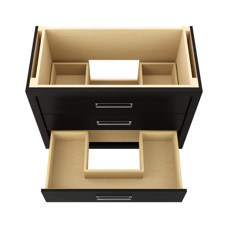 Avalon Three-Drawer Single Bath Vanity, 42", Classic Black, Polished Chrome