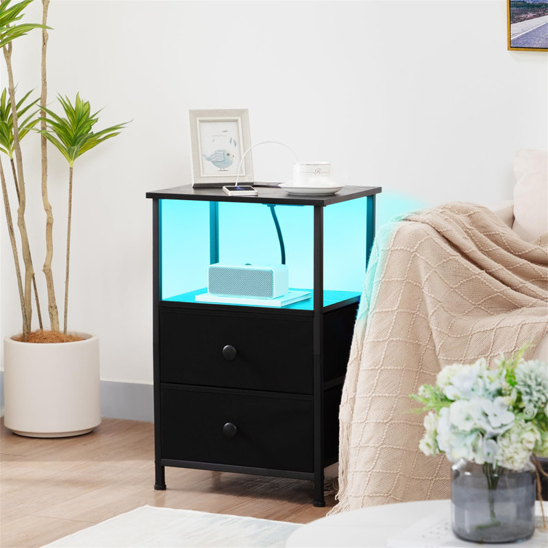 39cm W Metal Bedside Table