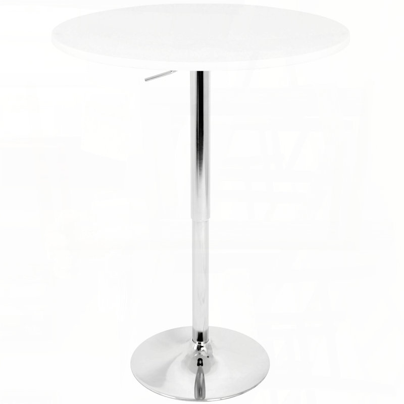 Table de bar réglable en blanc - plateau en bois, base en métal, White
