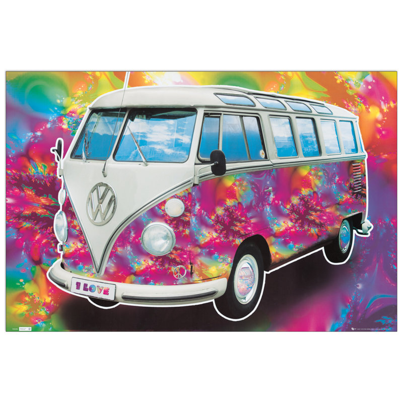 Vw Camper - No Frame Print on Wood