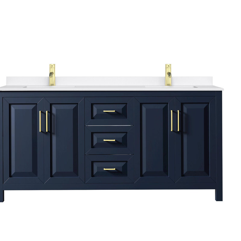 Daria 72'' W Vanity, Giotto Quartz, Blue, Brushed Gold