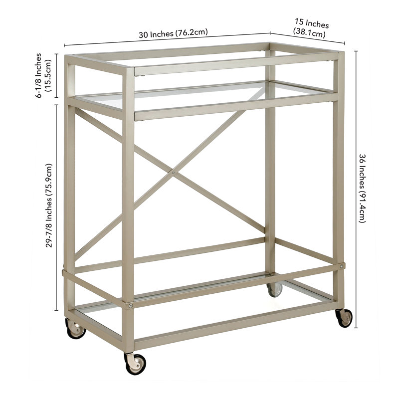 Metal Bar Cart, Satin Nickel