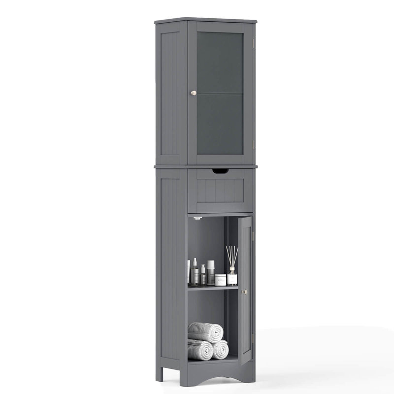 Ajdina Freestanding Linen Cabinet, Gray