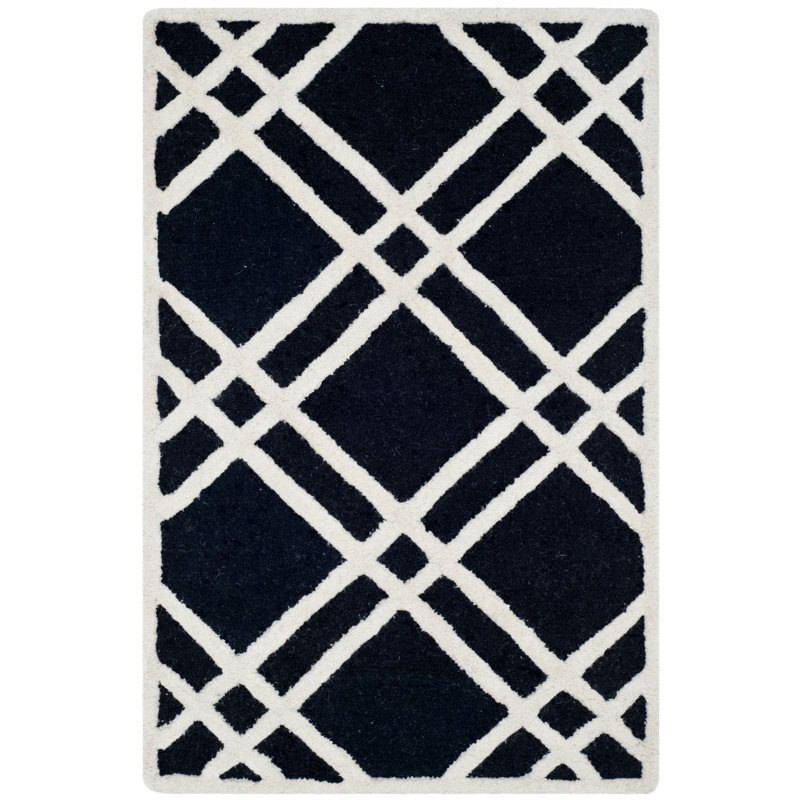 Deedgra Hand Tufted Wool Geometric Rug, Rectangle 3' x 5'