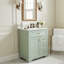 Meuble-lavabo à cadre en bois massif 24 po avec lavabo, rangement multifonctionnel avec 3 tiroirs et porte (vert / blanc)-332049346