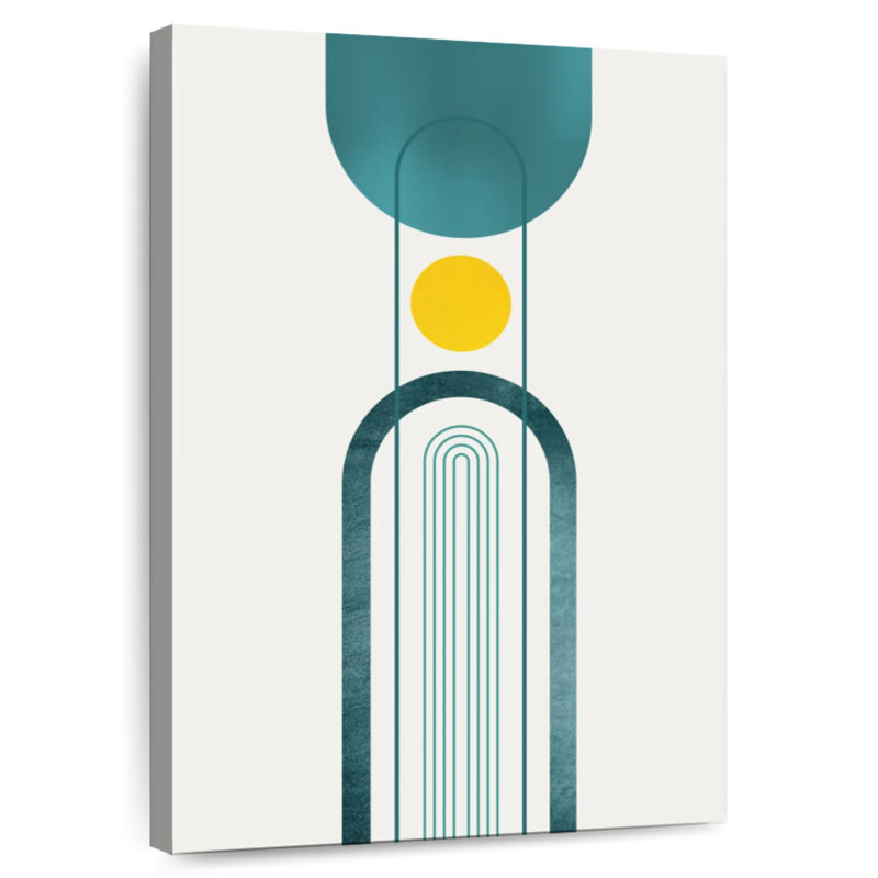 Avery Mid-Century bleu sarcelle jaune II, H 30 po x l 20 po