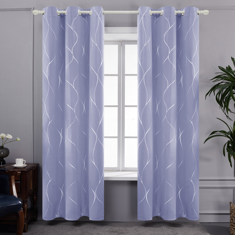 Kellda Thermal Room Darkening Polyester Curtain Panels , Light Purple, 42" W x 96" L