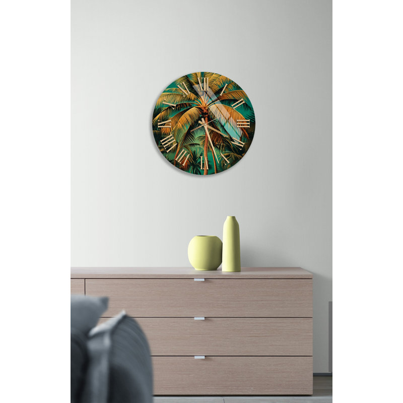 Horloge murale Golden Palm Tree, Doré
