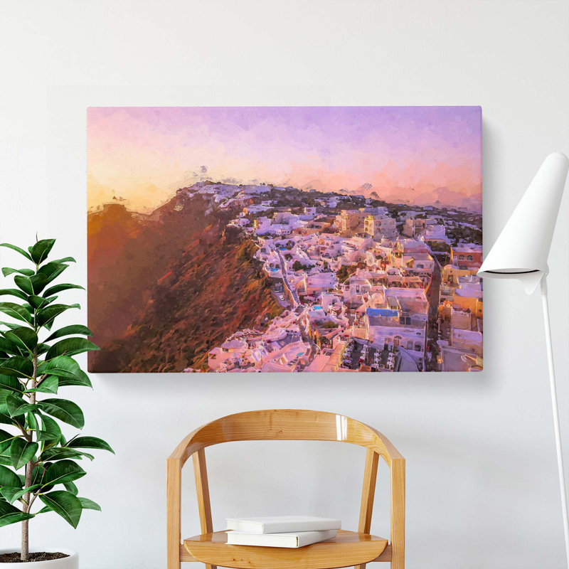 View of Santorini in Greece in Abstract - Wrapped Canvas, 40cm H x 60cm W x 3cm D