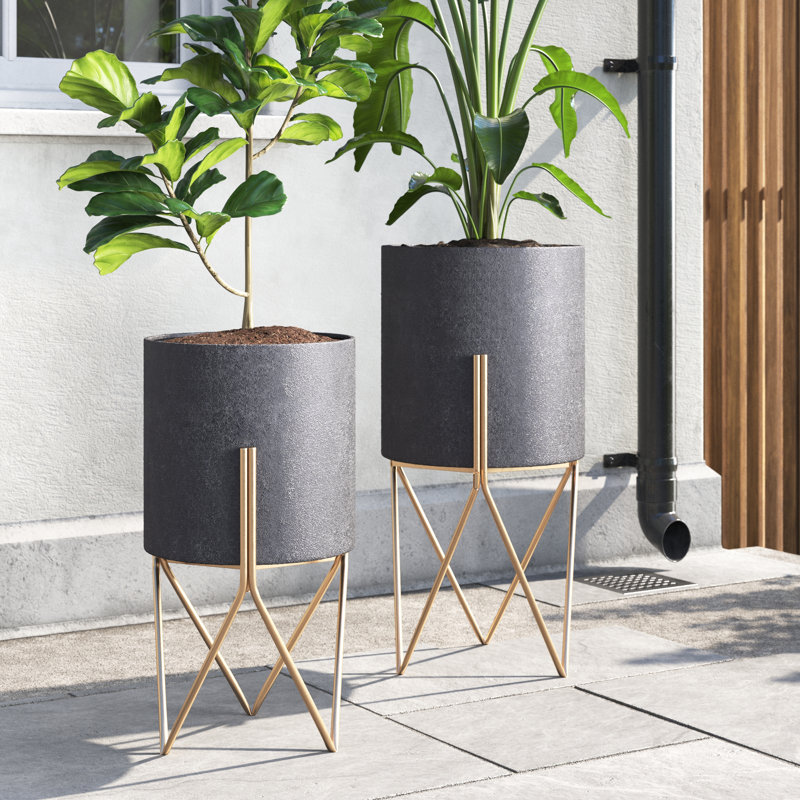 Veradzin Metal Pot Planter, 50.5cm H x 26.5cm W x 26.5cm D