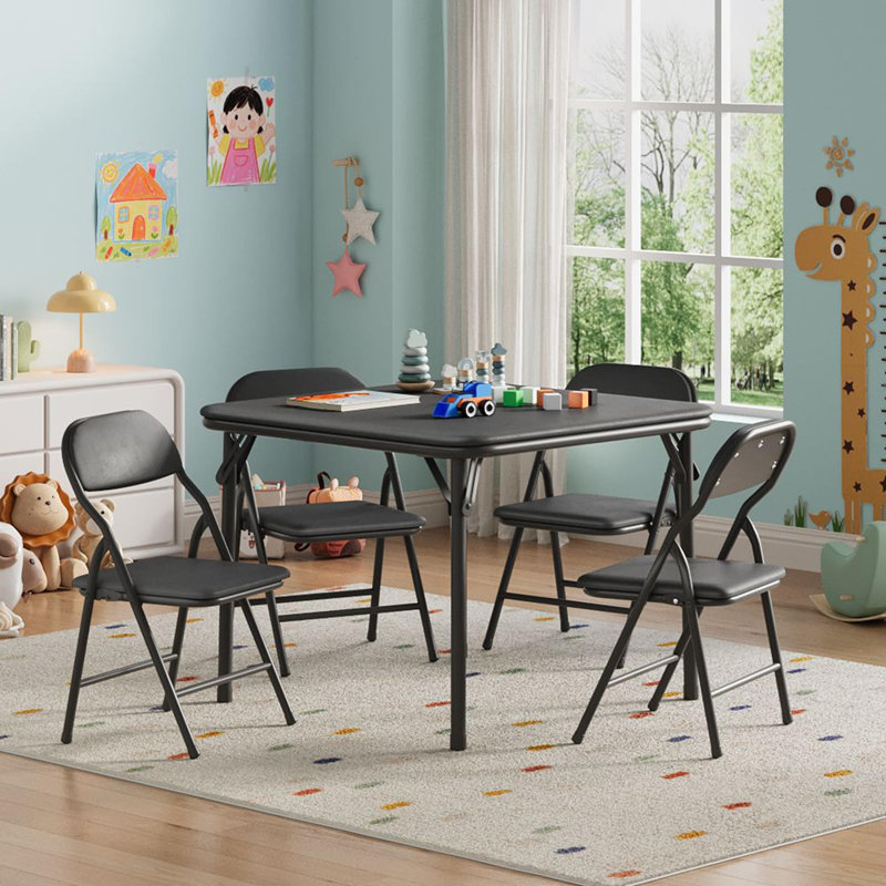 Ensemble de table pliante et de chaises 5 pièces, ensemble de table d'activité et chaises, Noir