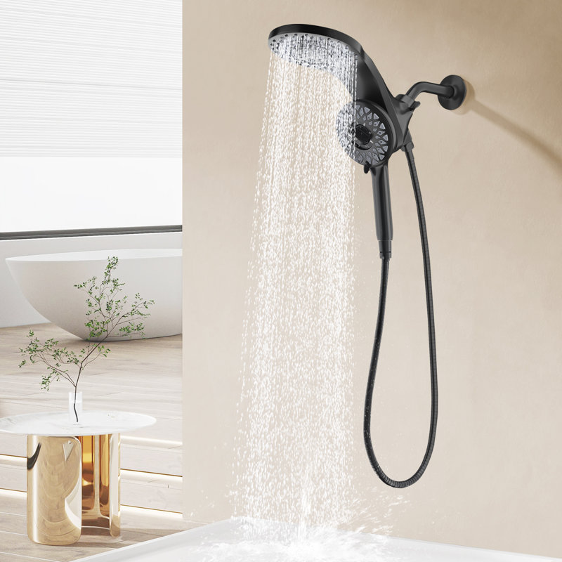 Pomme de douche magnétique double noir mat avec 9 réglages de jet, Noir mat
