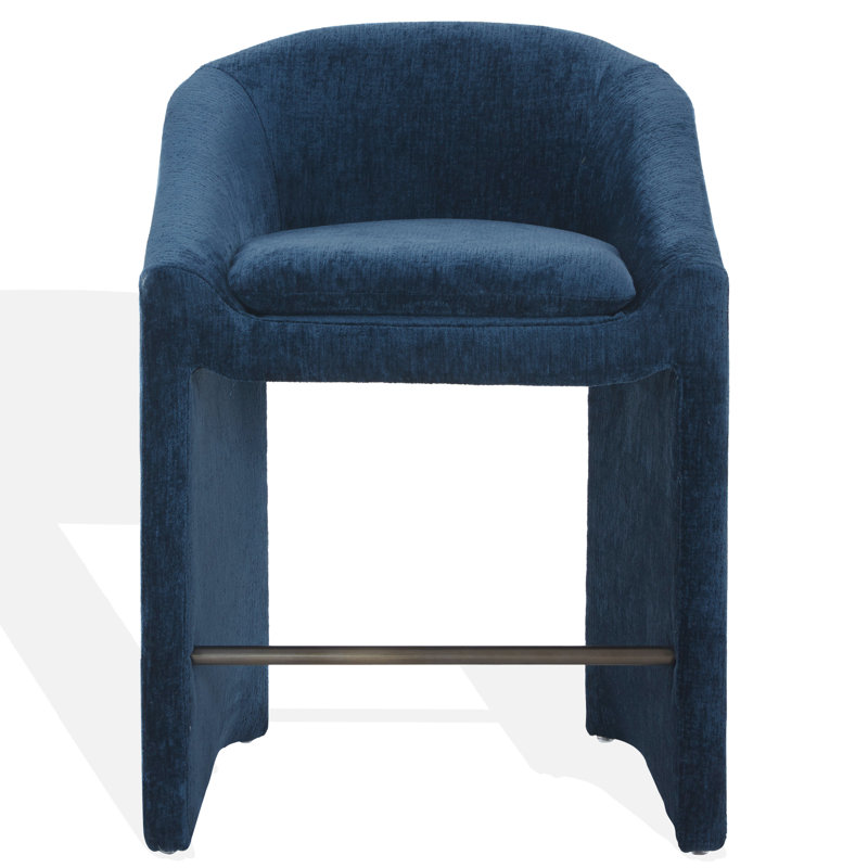 Kagan Chenille Counter Stool, Counter Stool (26.8" Seat Height), Navy