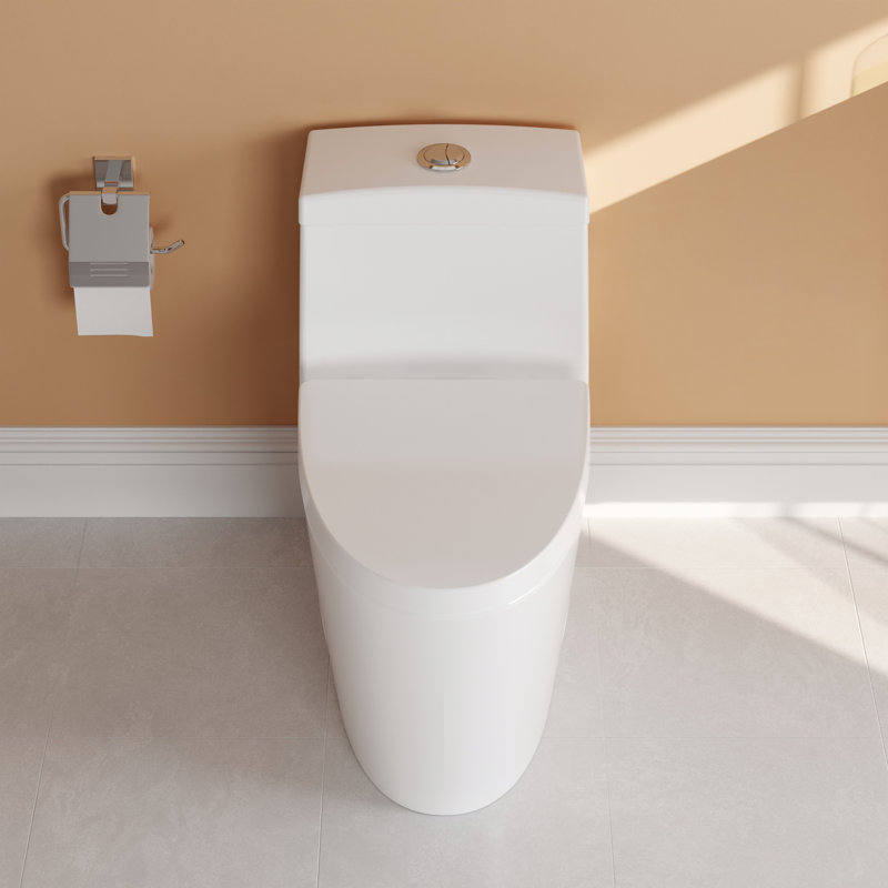 Toilette allongée monobloc DeerValley Prism, Blanc/chrome, 10"