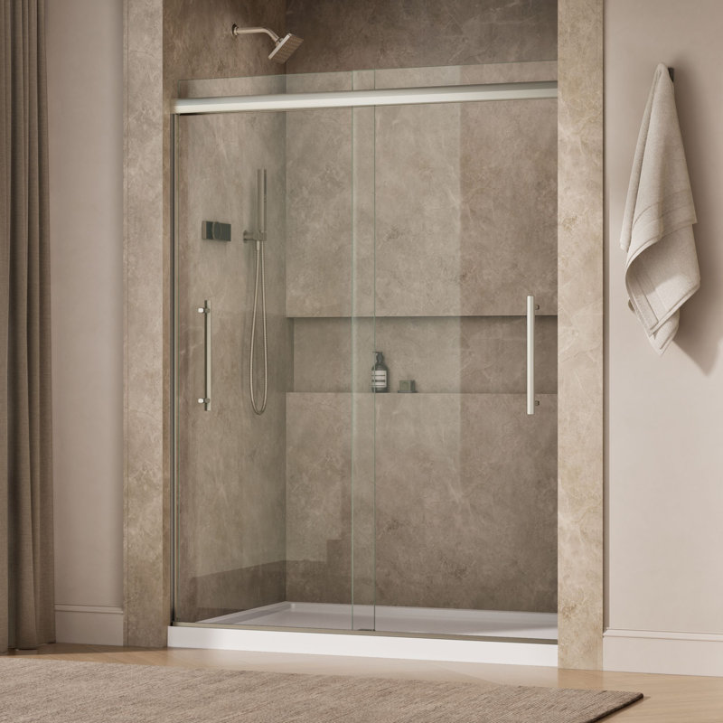 Porte de baignoire coulissante sans cadre Pleat, Nickel