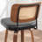 Cane Back Swivel Counter Stool with Faux Leather Seat-896474057-896474053