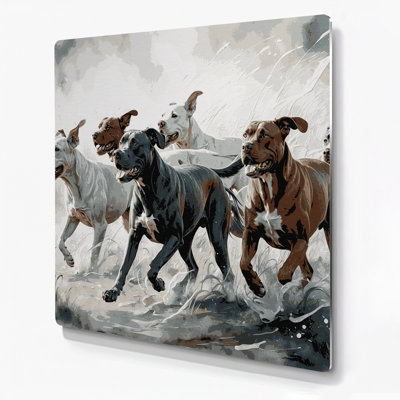 «Dogs Dogo Argentino», art mural en métal gris