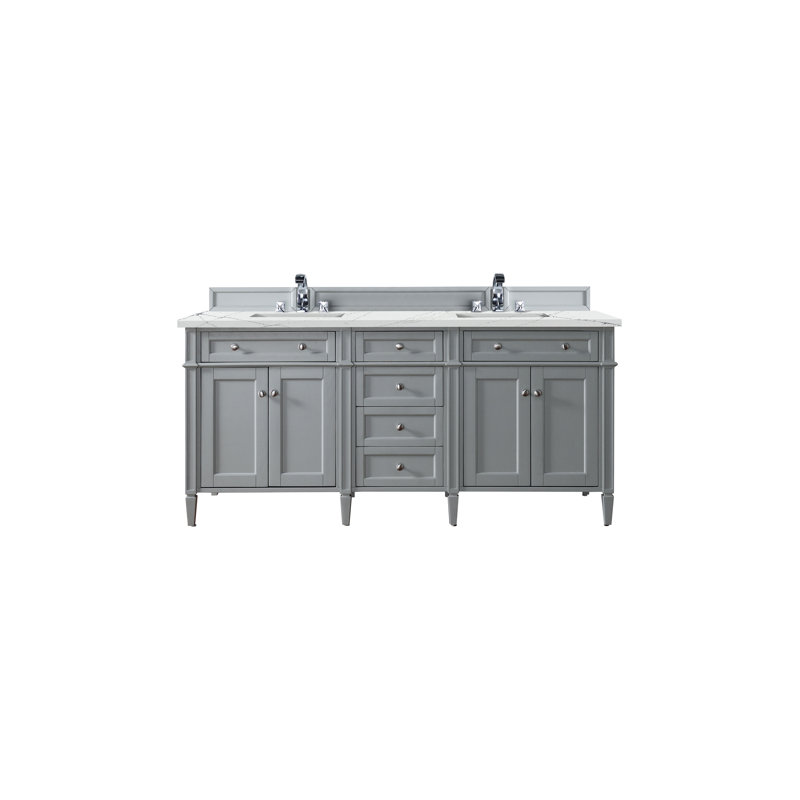 Meuble-lavabo double l 72 po Dussault, Gris urbain, Noctis éthéré, 8 po