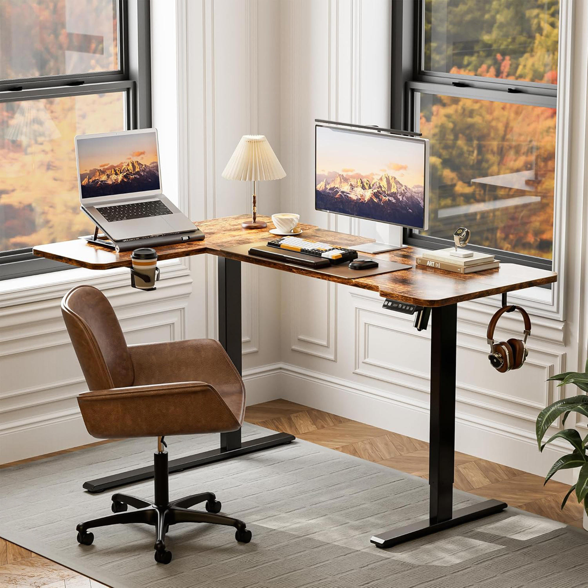 qishengfa 59 Inch L Shaped Electric Standing Desk: Adjustable Height ...