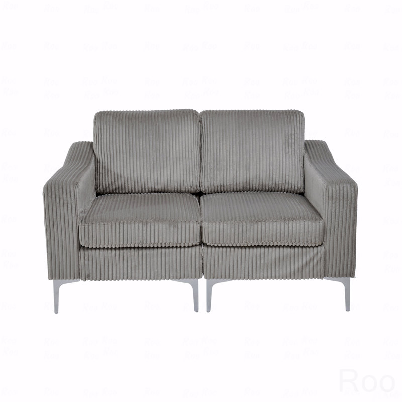 Basic Sectional Sofa, Modular  Sofa Two-Seater Sofa, Corduroy  Sofa, Gray Corduroy