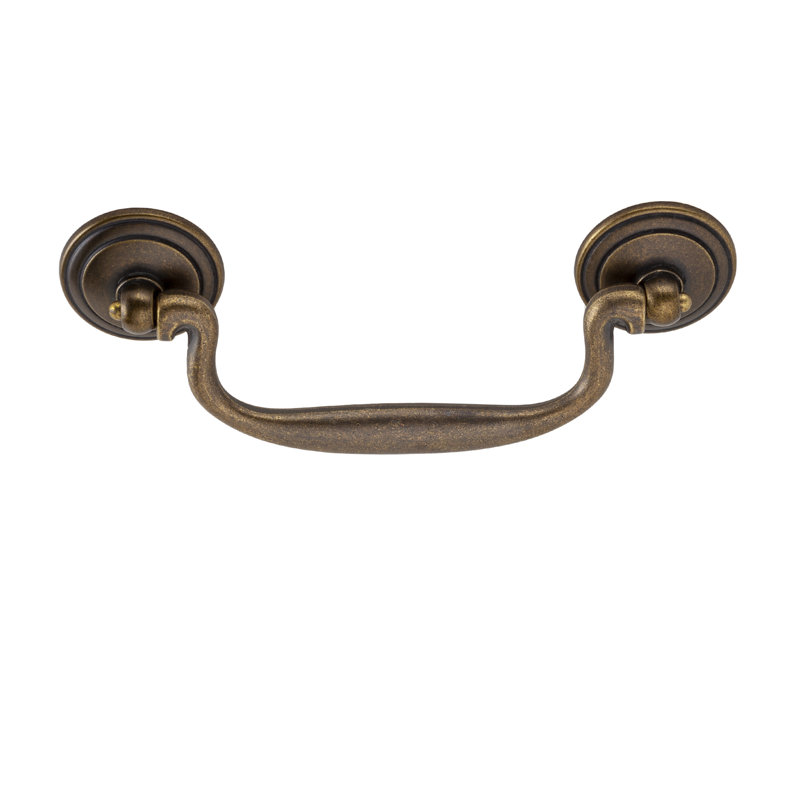 Furniture 4" Center to Center Antique Brass Bail Drawer Pull, Antique Brass