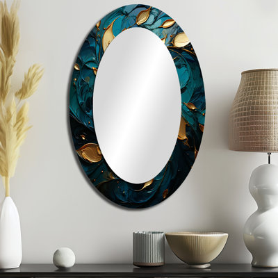 Mandala mystique turquoise - miroir mural moderne ovale