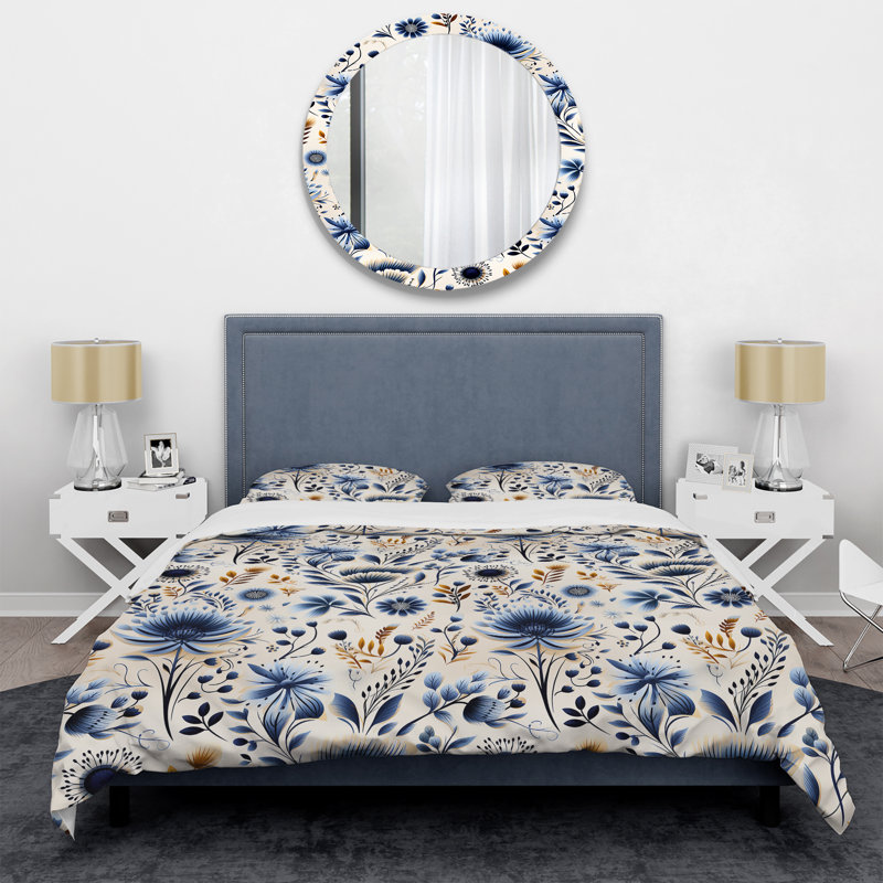 Ensemble de housse de couette Moroccan Influence Floral Botanics Alisan, Housse de couette simple + 1 taie décorative stan