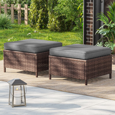 Repose-pieds de patio en rotin 2 pièces avec osier résistant aux intempéries