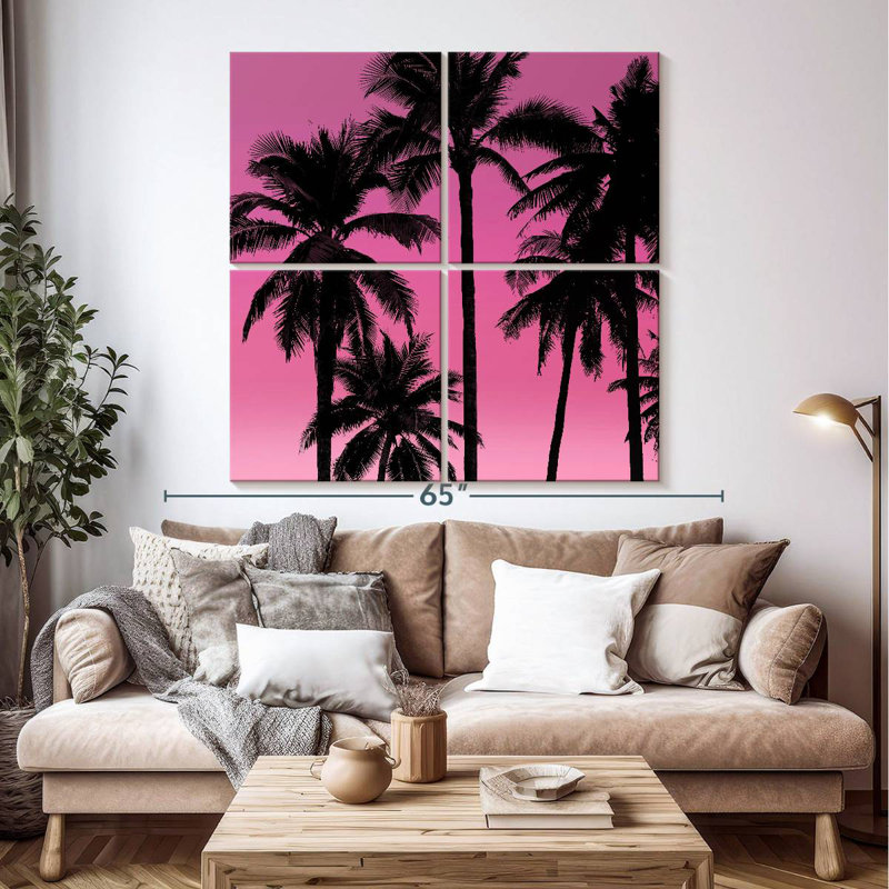 Gillard Palms noir sur rose I