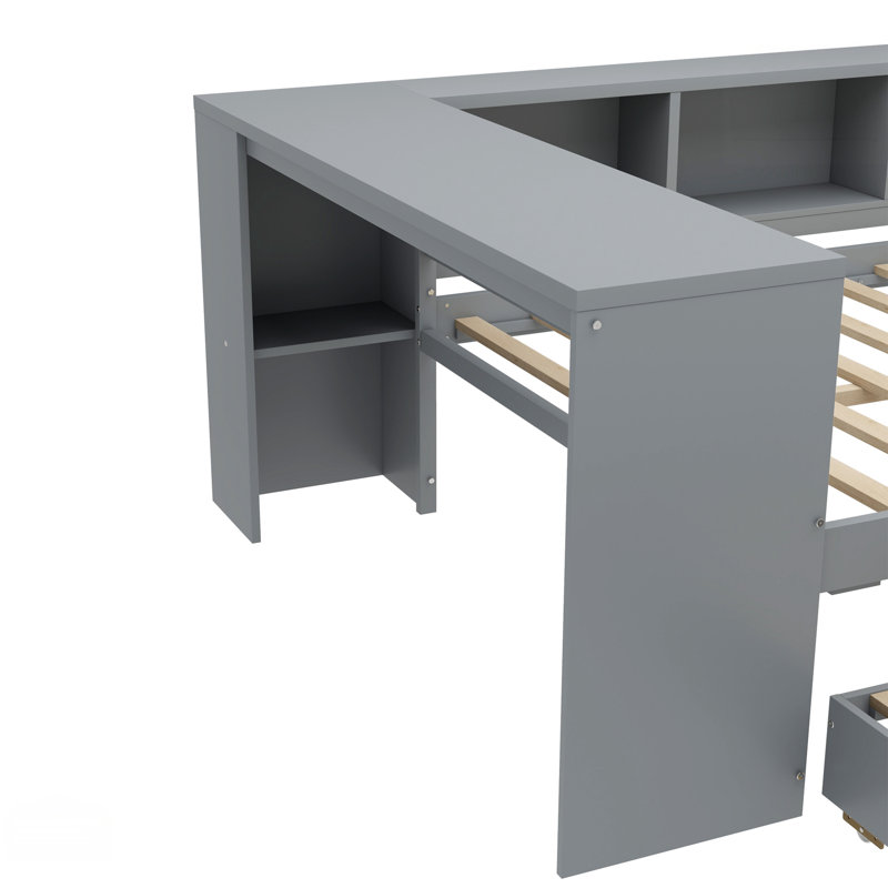 Full Size Daybed with Trundle, Gray, Full