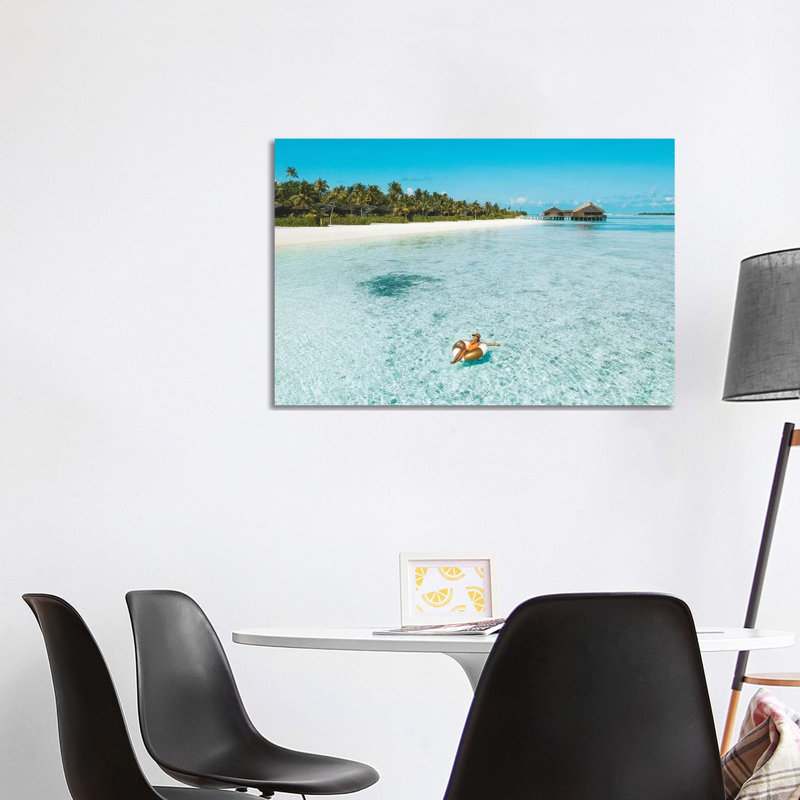 Maldives Resort Ocean Girl Pool Ring by James Vodicka - Wrapped Canvas Gallery-Wrapped Canvas Giclée, 101.6 cm H x 66.04 cm W