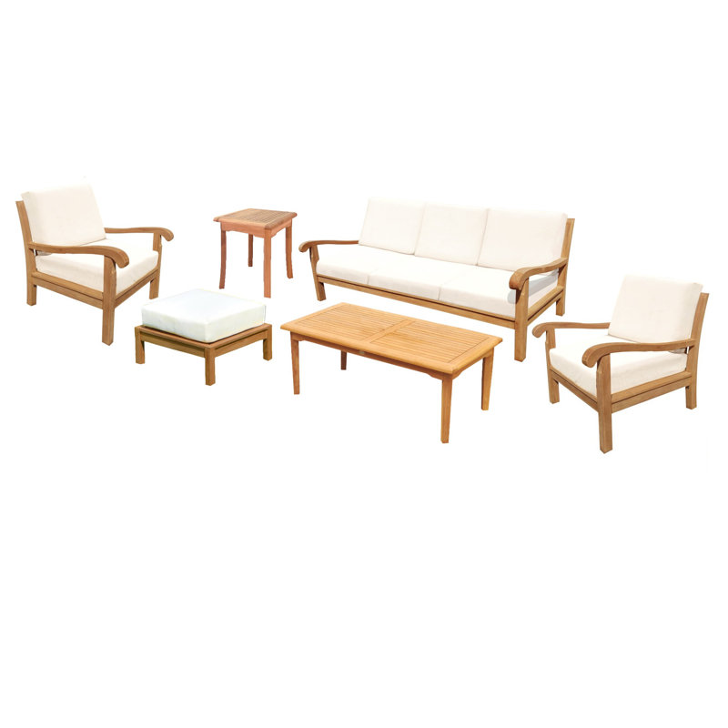 Napa 80'' Wide Teak Patio Sofa with Cushions